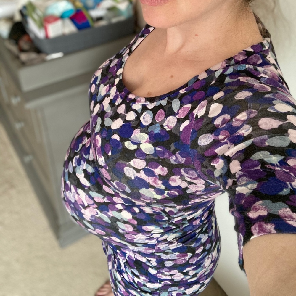 Motherhood maternity abstract floral midi dress